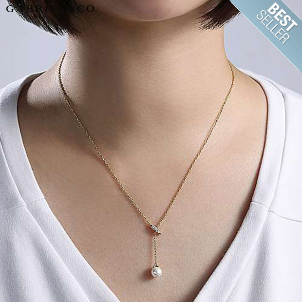 14kt Cultured Pearl & Diamond Necklace