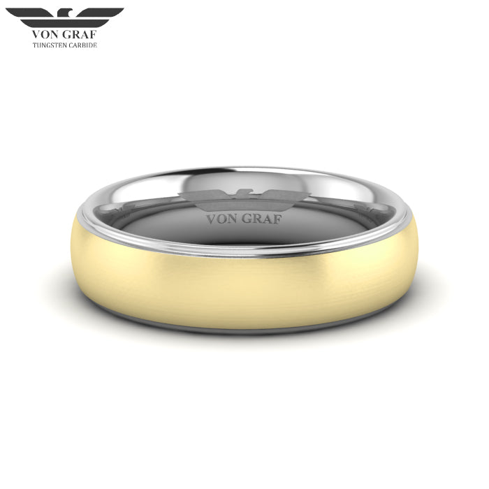 Yellow Gold PVD Tungsten Carbide Ring 6mm