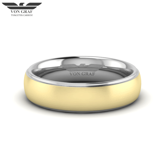 Yellow Gold PVD Tungsten Carbide Ring 6mm