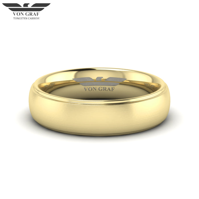 Yellow Gold PVD Tungsten Carbide Ring 6mm