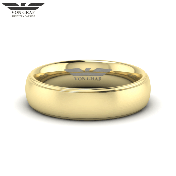 Yellow Gold PVD Tungsten Carbide Ring 6mm