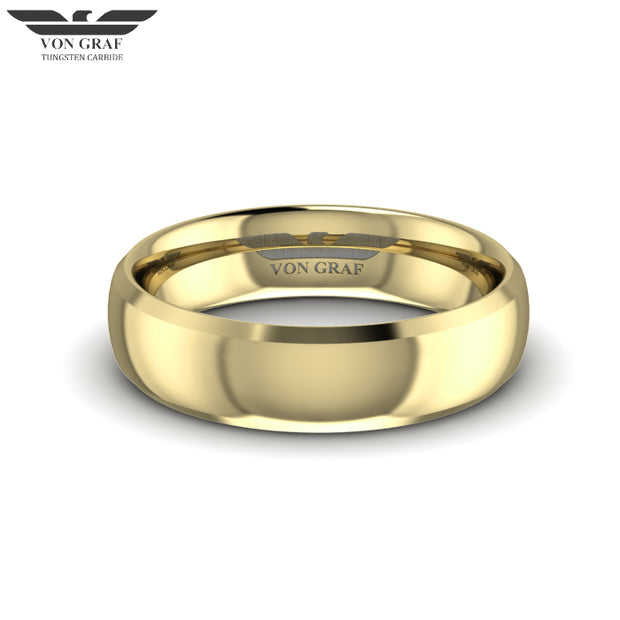 Yellow Gold PVD Tungsten Carbide Ring 6mm