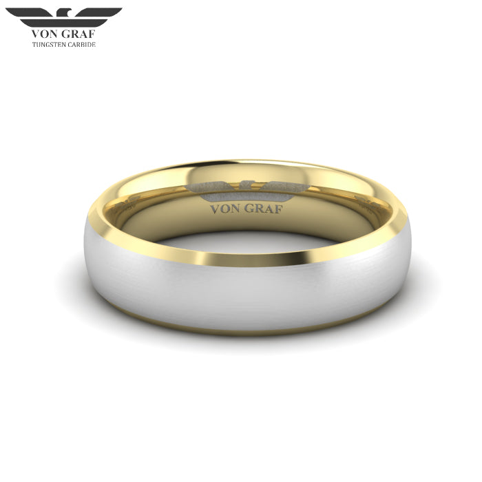 Yellow Gold PVD Tungsten Carbide Ring 6mm