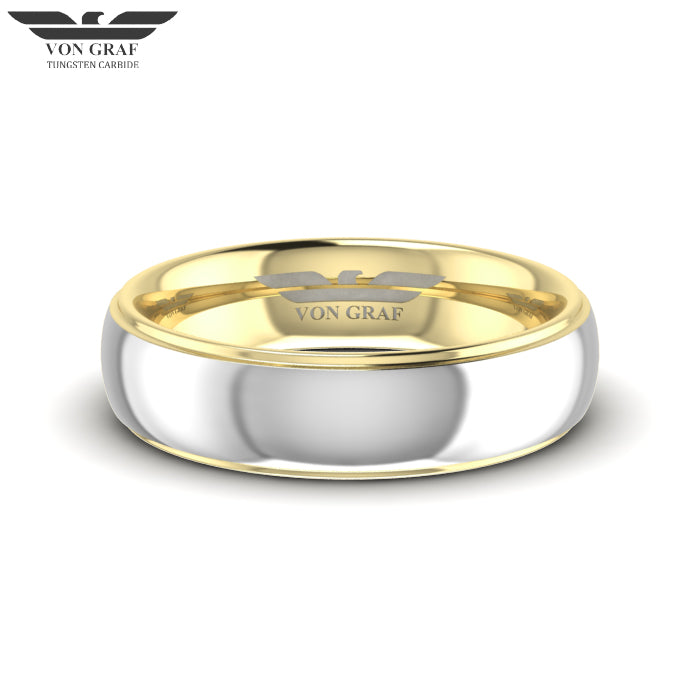 Yellow Gold PVD Tungsten Carbide Ring 6mm