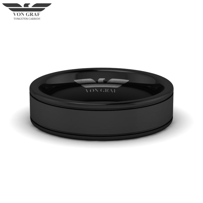 Jet PVD Tungsten Carbide Luxury Fit Ring 6mm