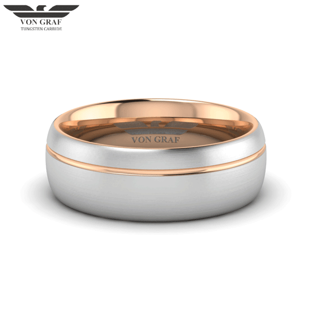 Rose Gold PVD Tungsten Carbide Luxury Fit Ring 8mm
