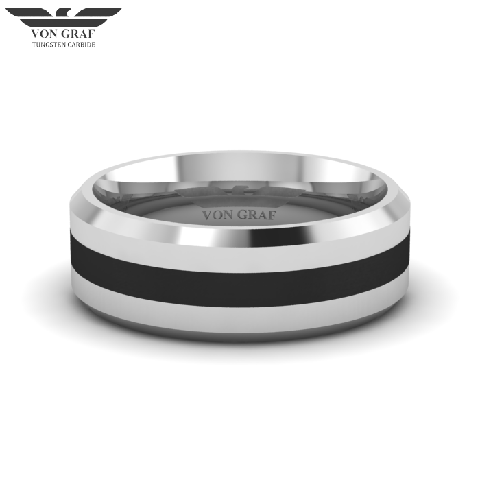 Jet PVD Tungsten Carbide Luxury Fit Ring 8mm