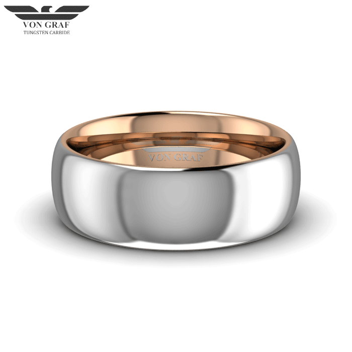 Rose Gold PVD Tungsten Carbide Luxury Fit Ring 8mm