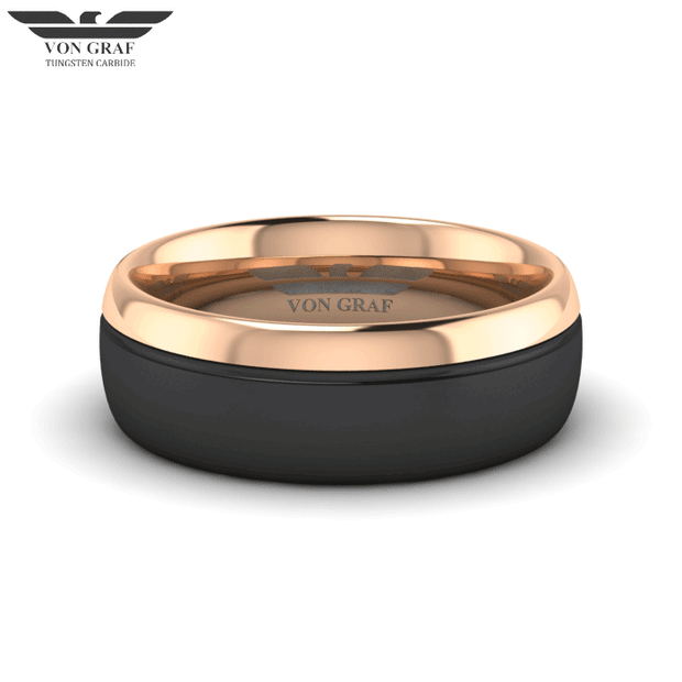 Rose Gold & Gun Metal PVD Tungsten Carbide Ring 8mm