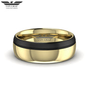 Yellow Gold & Gun Metal PVD Tungsten Carbide Ring 8mm