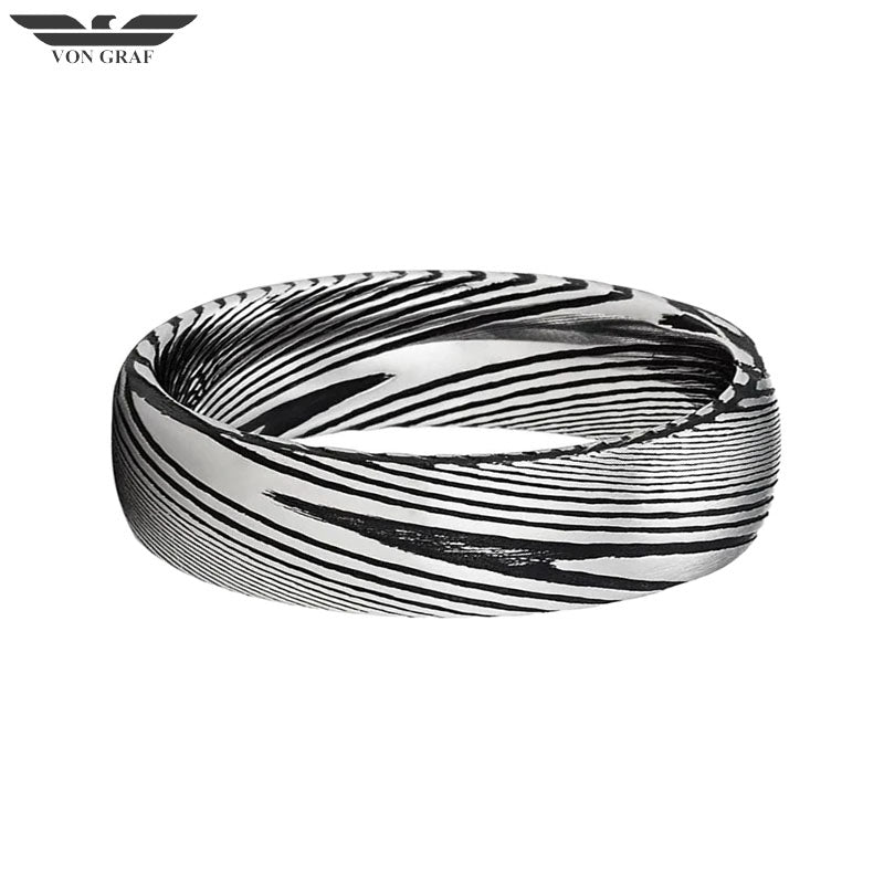 Damascus Steel Comfort Fit Ring 6mm