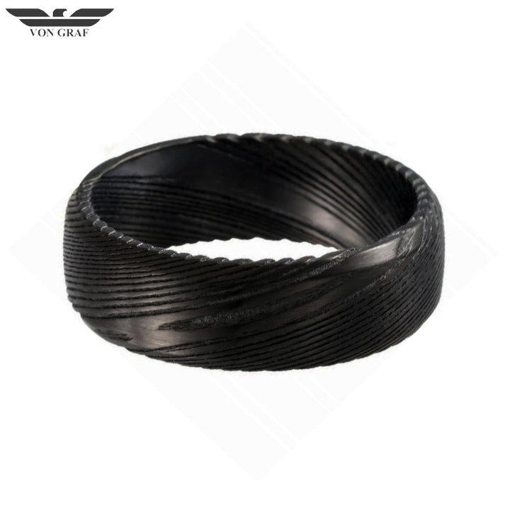 Black Damascus Steel Comfort Fit Ring 8mm