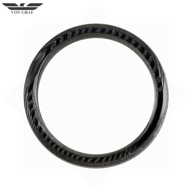 Black Damascus Steel Comfort Fit Ring 6mm