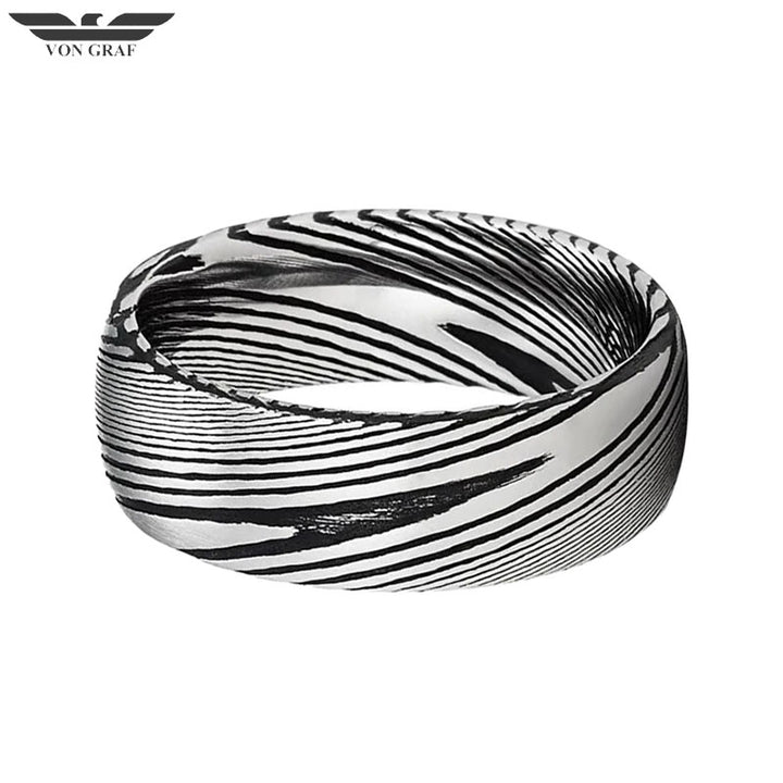 Damascus Steel Comfort Fit Ring 8mm